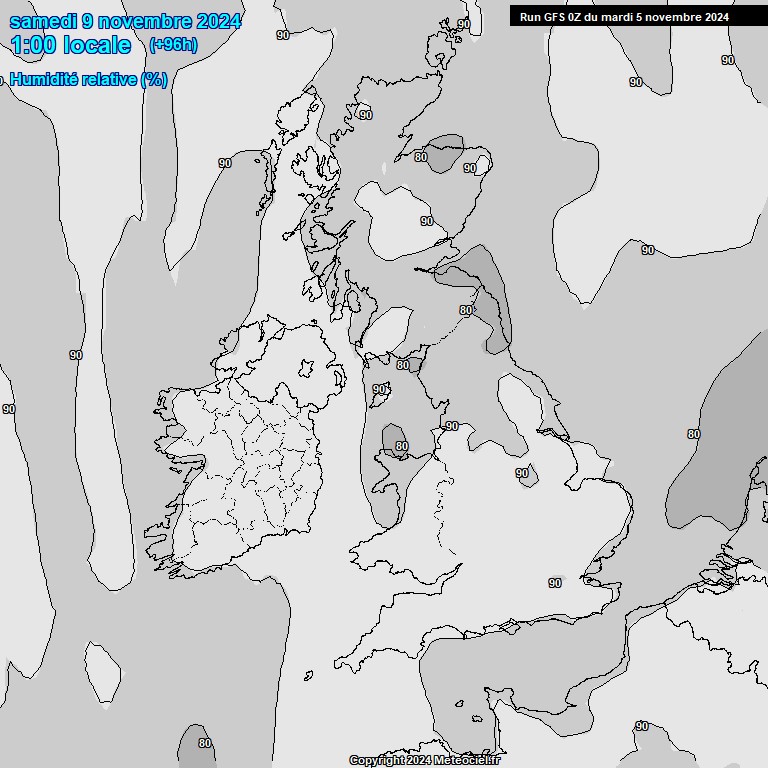 Modele GFS - Carte prvisions 