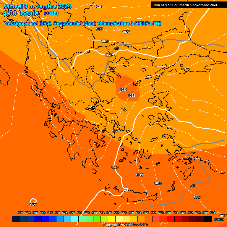 Modele GFS - Carte prvisions 