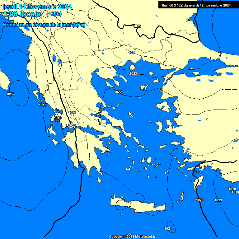 Modele GFS - Carte prvisions 