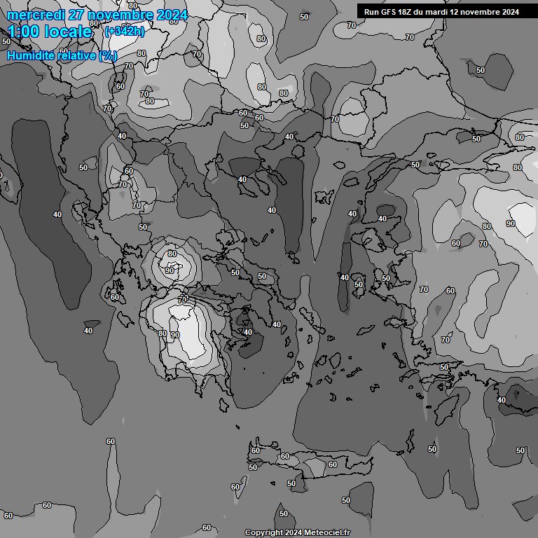 Modele GFS - Carte prvisions 