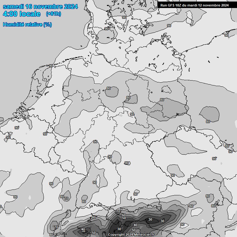 Modele GFS - Carte prvisions 