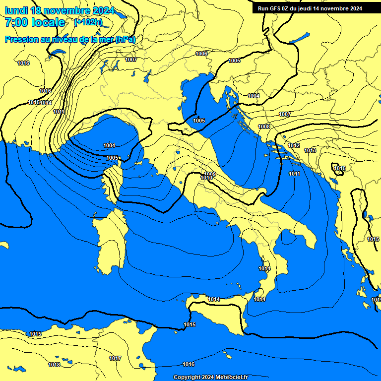 Modele GFS - Carte prvisions 