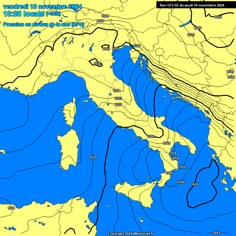 Modele GFS - Carte prvisions 