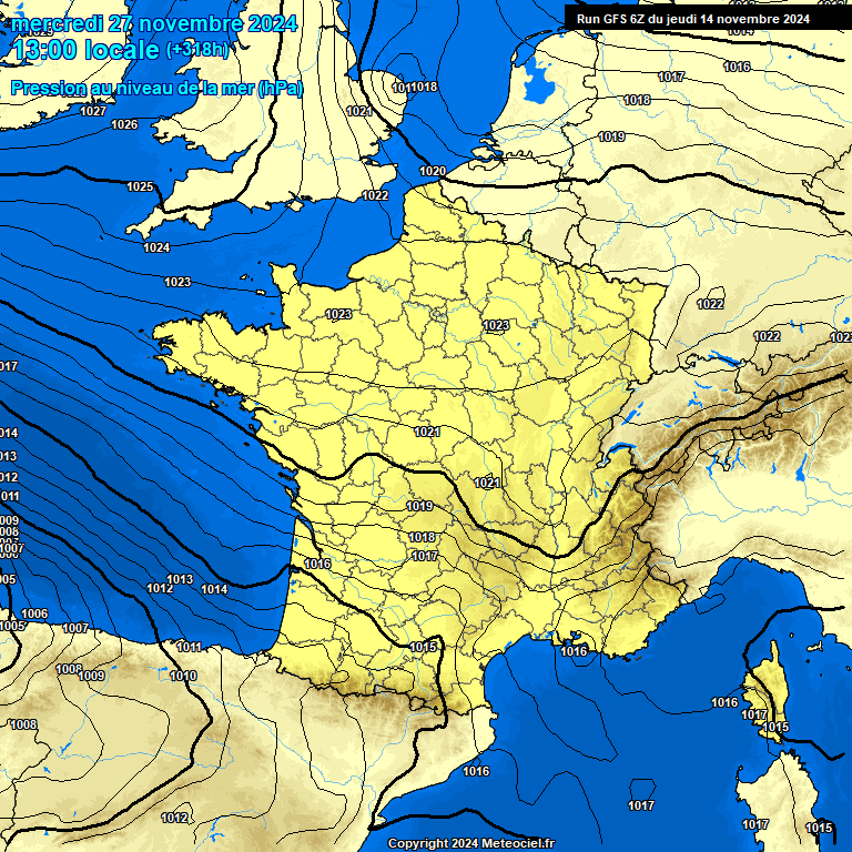 Modele GFS - Carte prvisions 