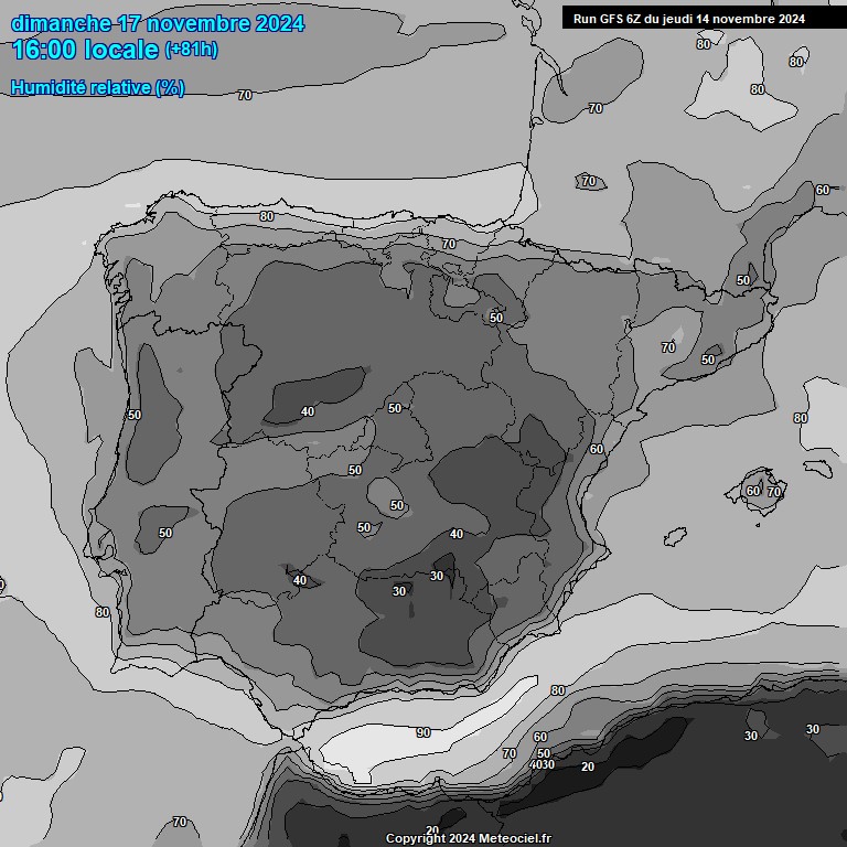 Modele GFS - Carte prvisions 