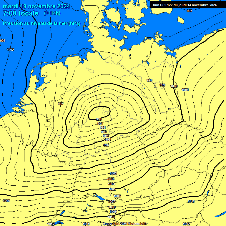 Modele GFS - Carte prvisions 