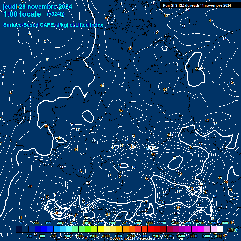 Modele GFS - Carte prvisions 