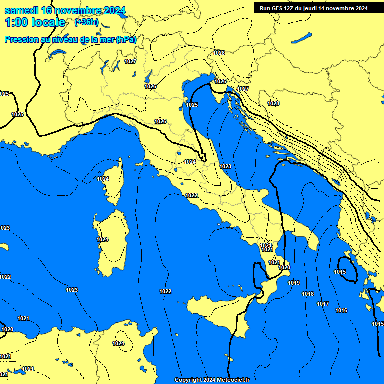 Modele GFS - Carte prvisions 