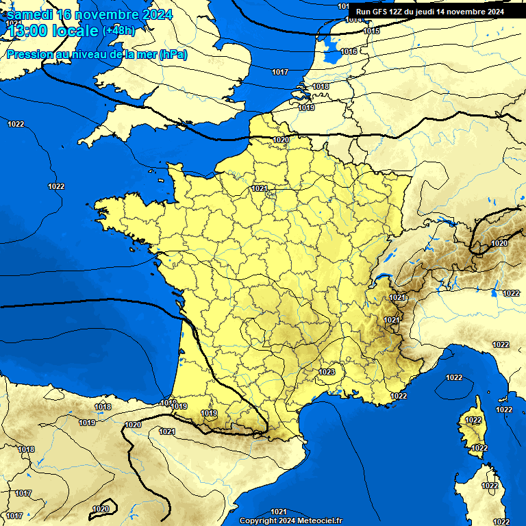 Modele GFS - Carte prvisions 