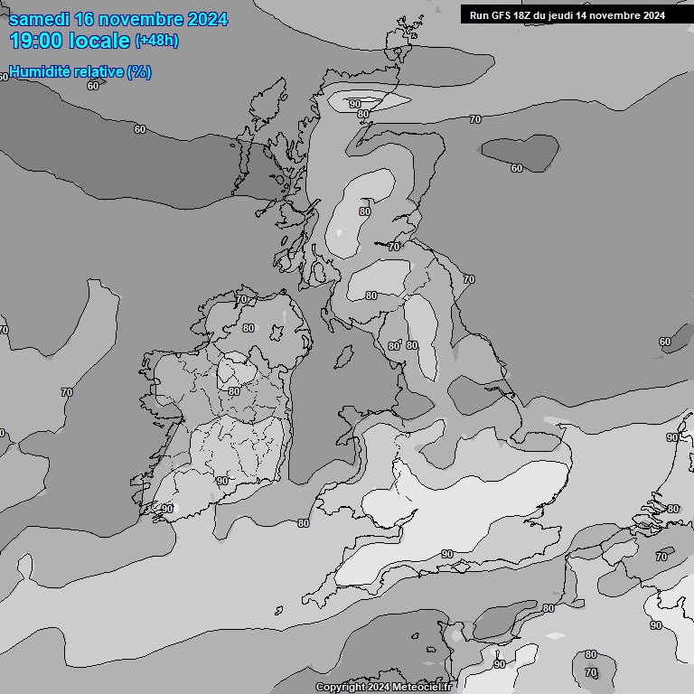 Modele GFS - Carte prvisions 