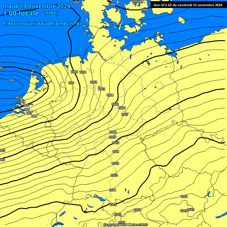 Modele GFS - Carte prvisions 