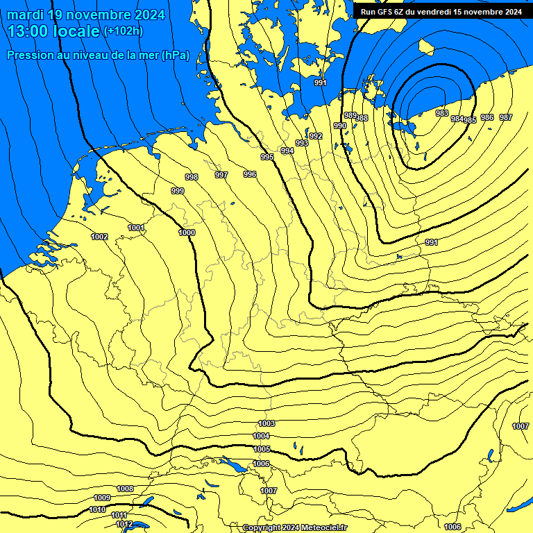 Modele GFS - Carte prvisions 