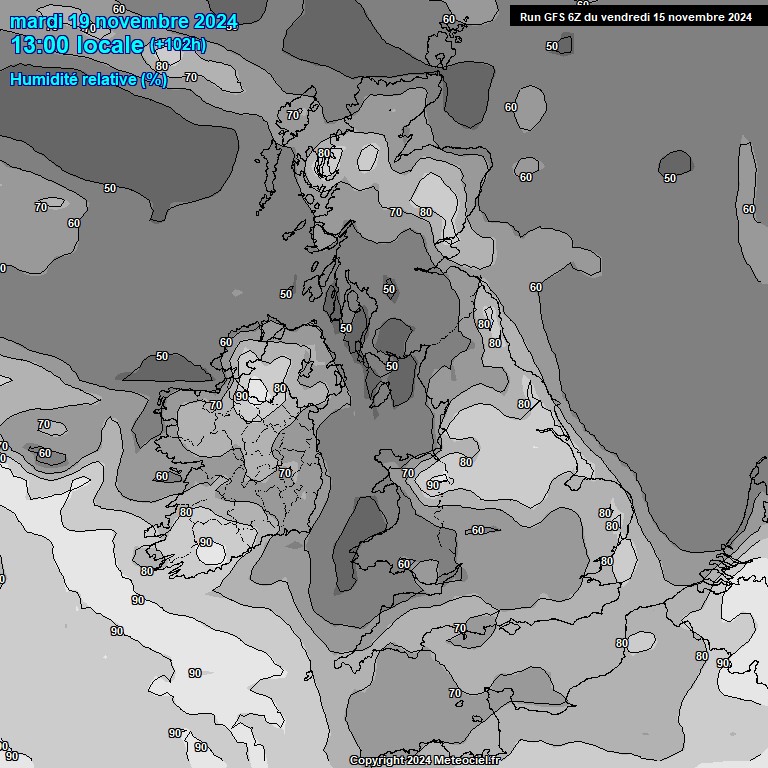 Modele GFS - Carte prvisions 