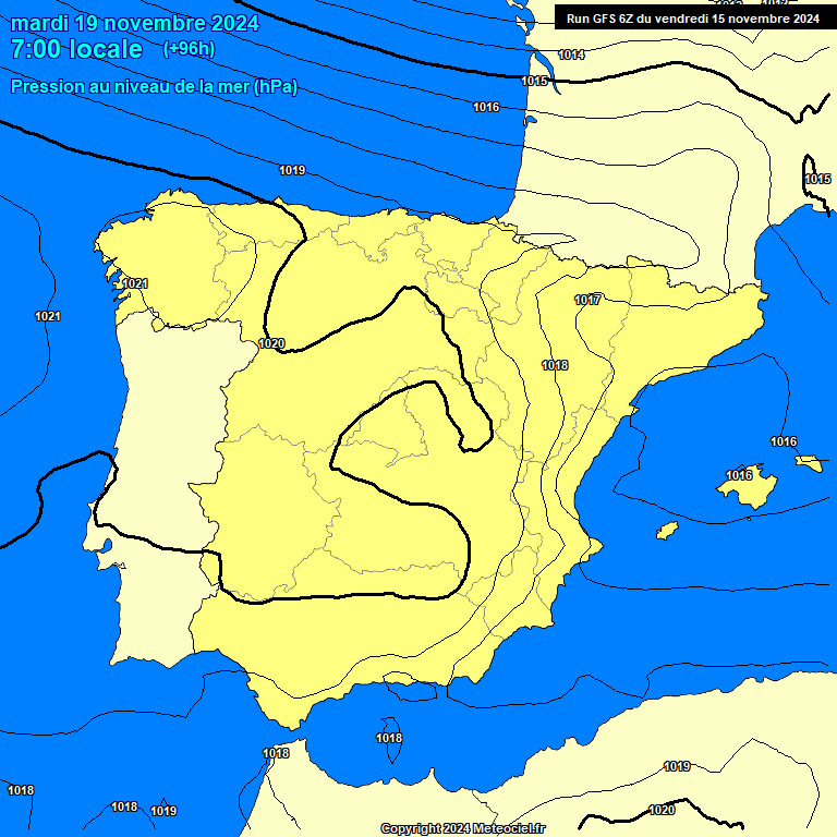 Modele GFS - Carte prvisions 