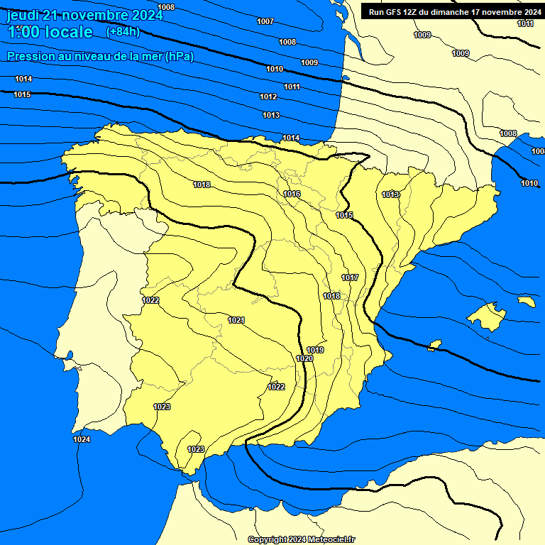 Modele GFS - Carte prvisions 