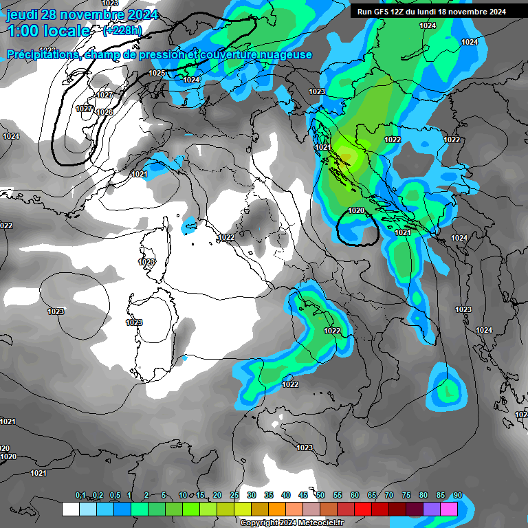 Modele GFS - Carte prvisions 