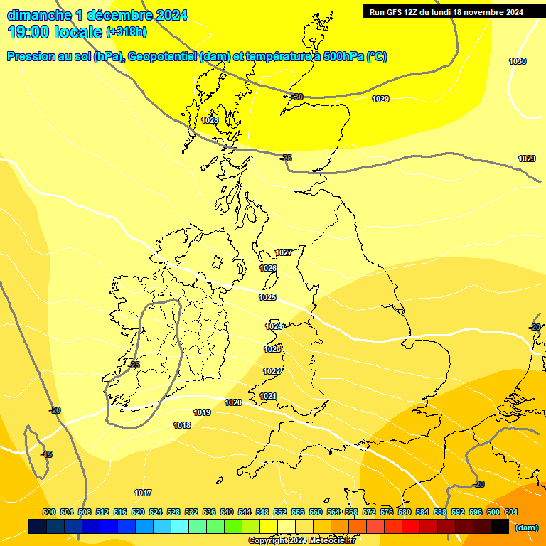 Modele GFS - Carte prvisions 