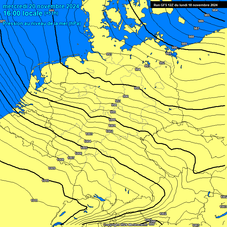 Modele GFS - Carte prvisions 