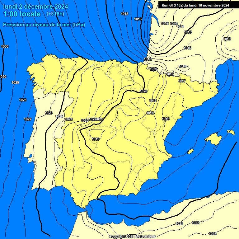 Modele GFS - Carte prvisions 