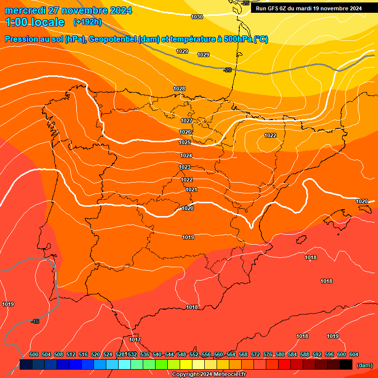 Modele GFS - Carte prvisions 