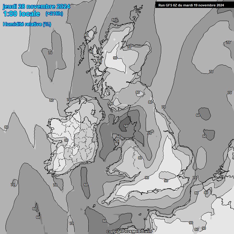 Modele GFS - Carte prvisions 