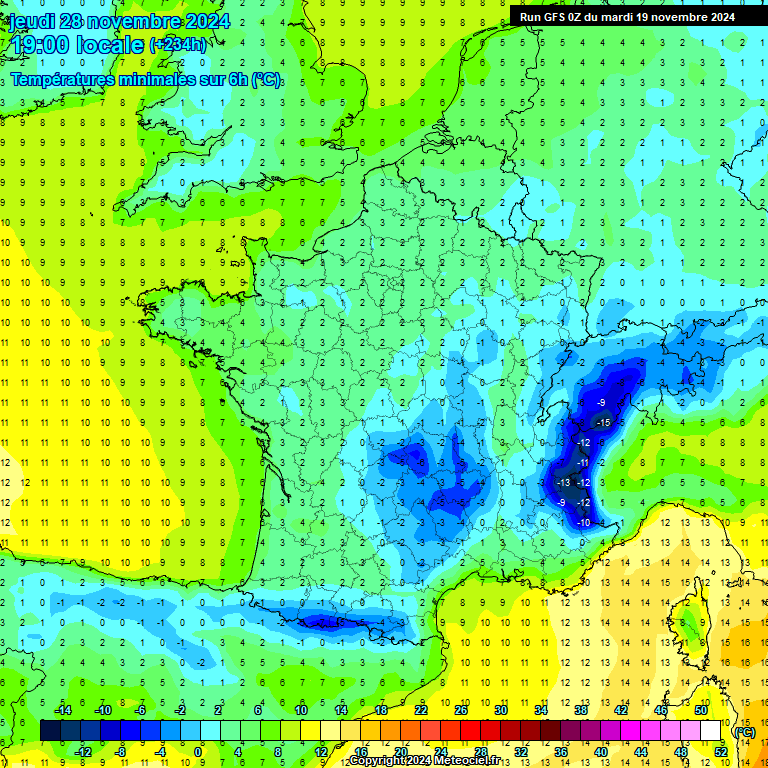 Modele GFS - Carte prvisions 