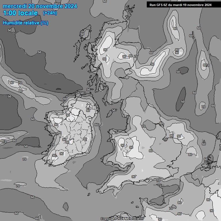 Modele GFS - Carte prvisions 