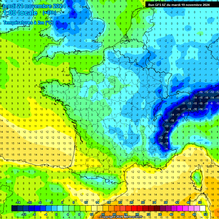 Modele GFS - Carte prvisions 