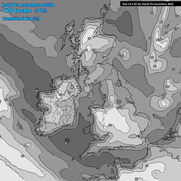 Modele GFS - Carte prvisions 