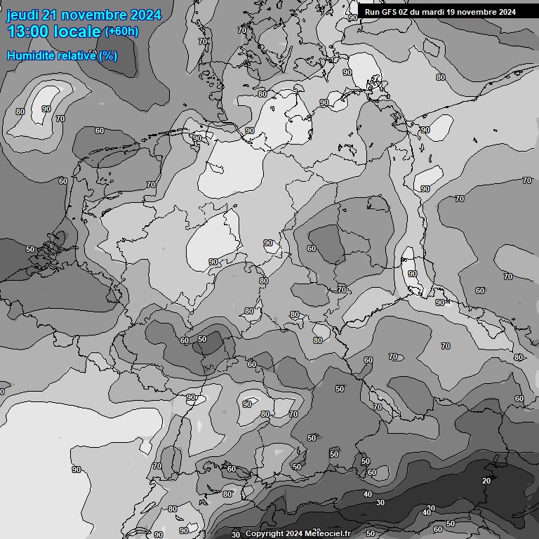 Modele GFS - Carte prvisions 