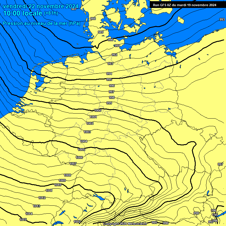 Modele GFS - Carte prvisions 