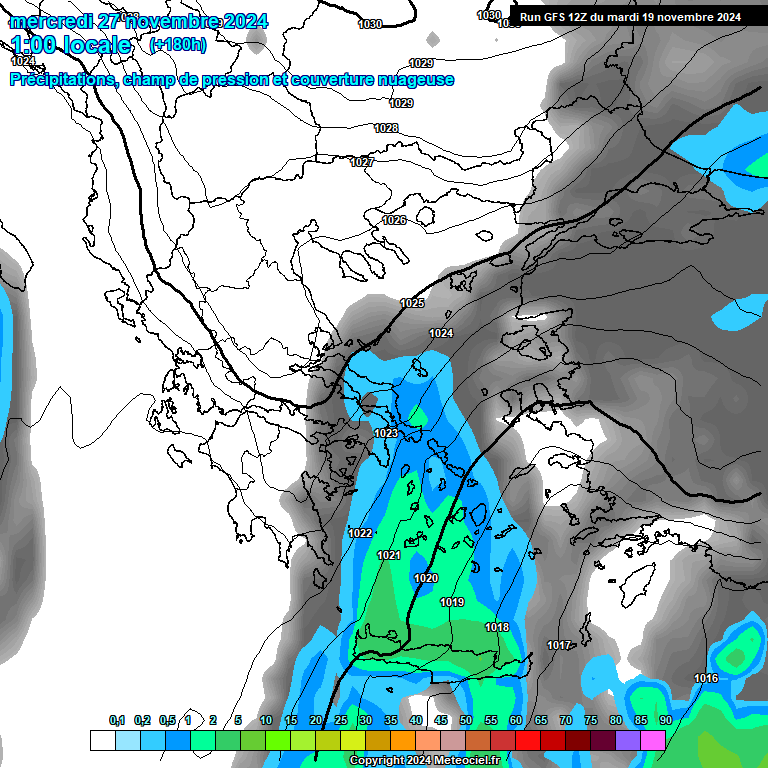 Modele GFS - Carte prvisions 