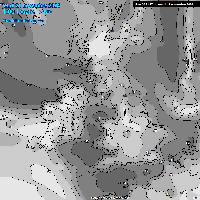 Modele GFS - Carte prvisions 