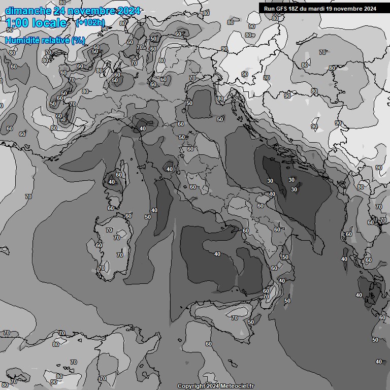 Modele GFS - Carte prvisions 