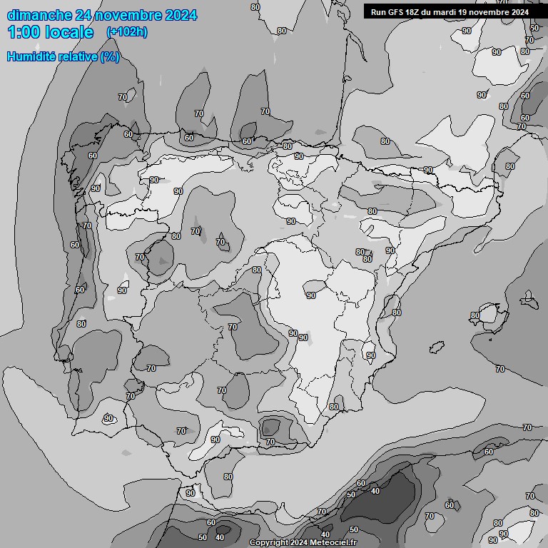 Modele GFS - Carte prvisions 