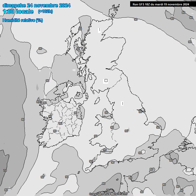 Modele GFS - Carte prvisions 