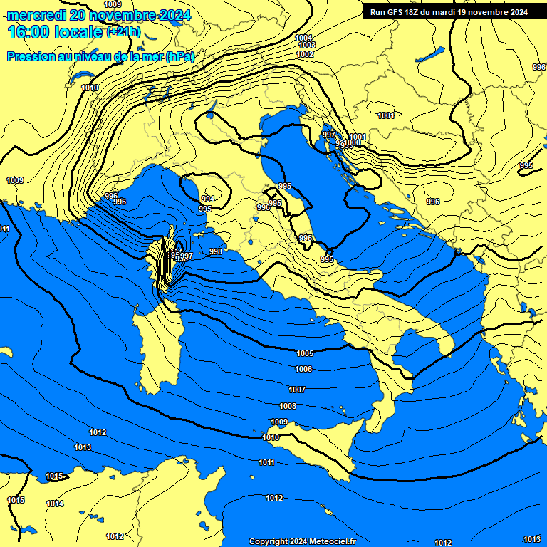 Modele GFS - Carte prvisions 