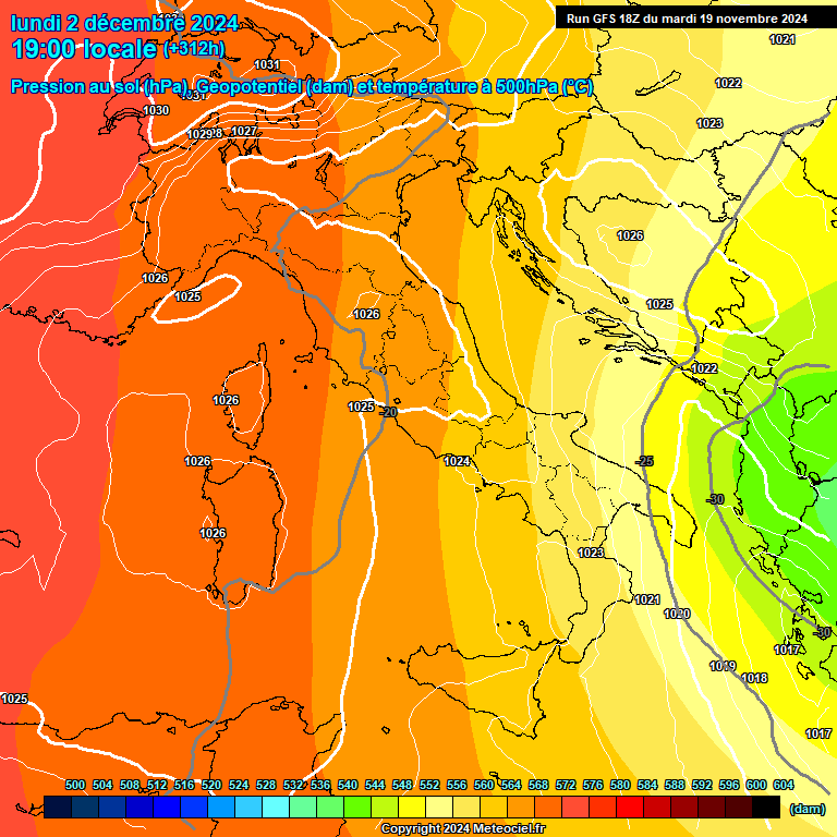 Modele GFS - Carte prvisions 