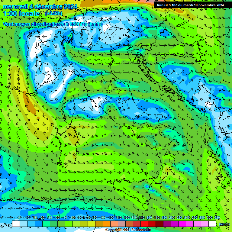 Modele GFS - Carte prvisions 