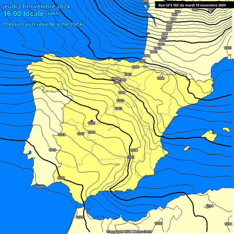 Modele GFS - Carte prvisions 