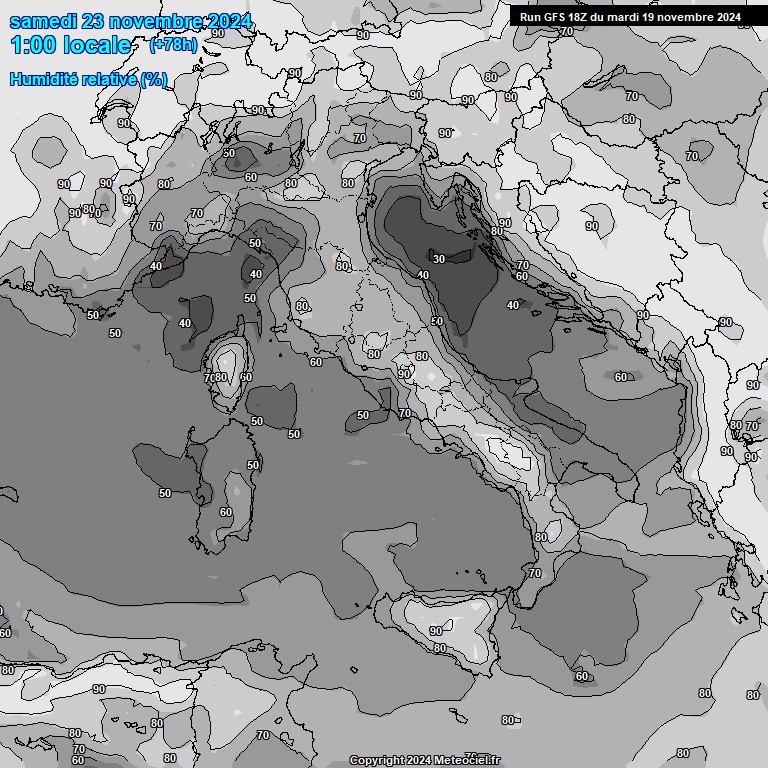 Modele GFS - Carte prvisions 