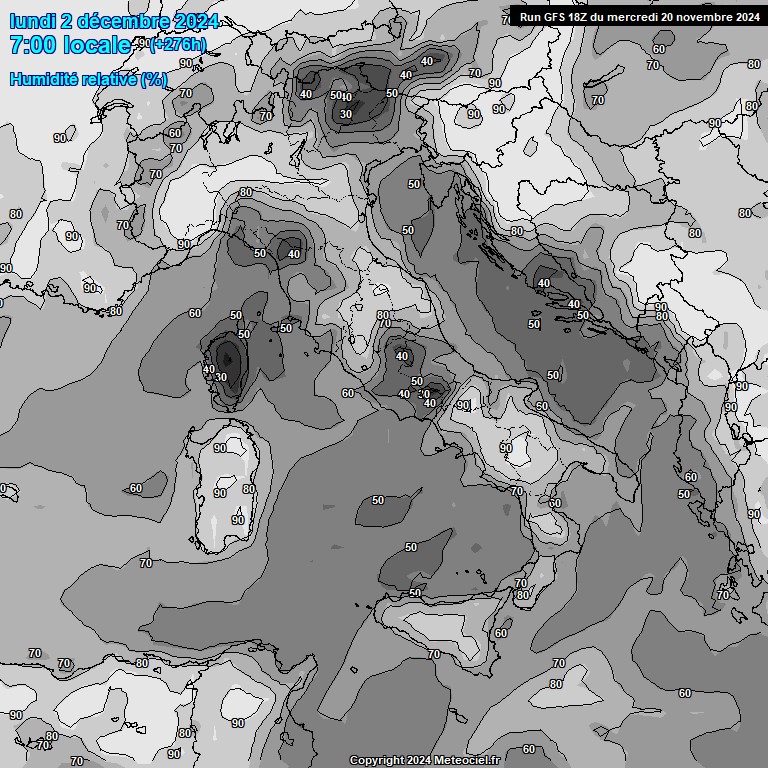 Modele GFS - Carte prvisions 