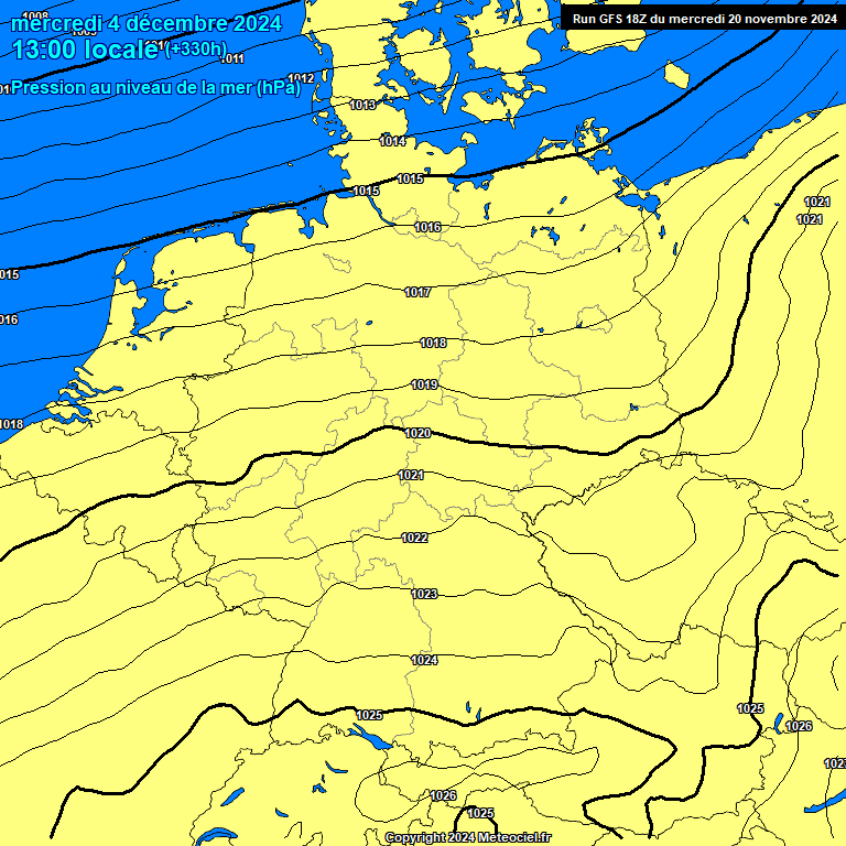 Modele GFS - Carte prvisions 