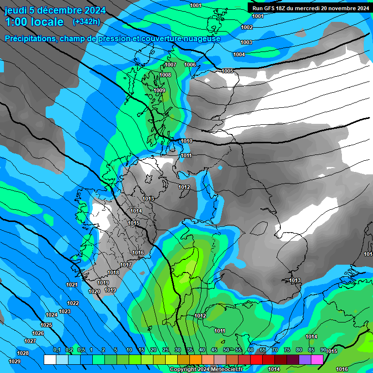 Modele GFS - Carte prvisions 