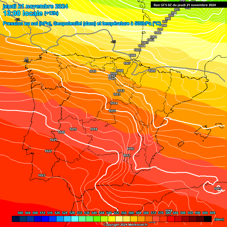 Modele GFS - Carte prvisions 