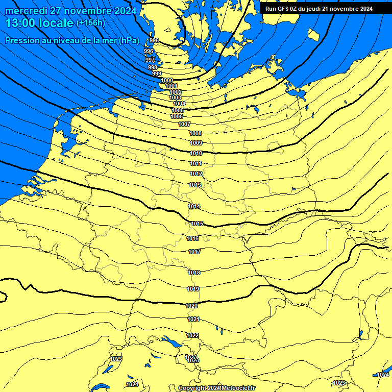 Modele GFS - Carte prvisions 