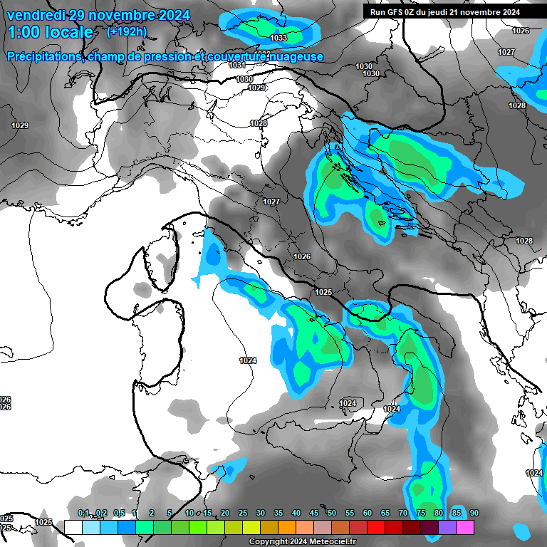 Modele GFS - Carte prvisions 