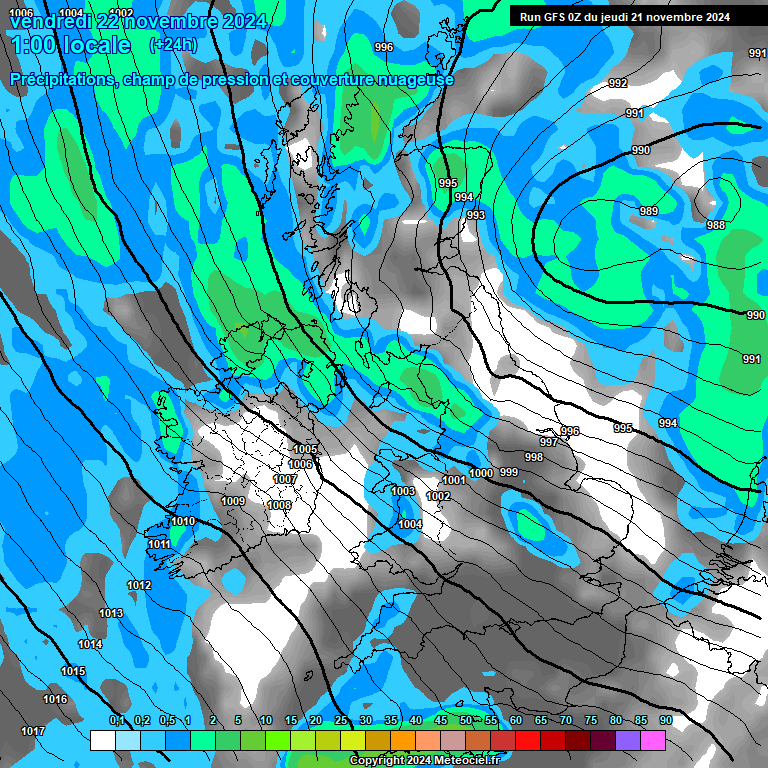 Modele GFS - Carte prvisions 