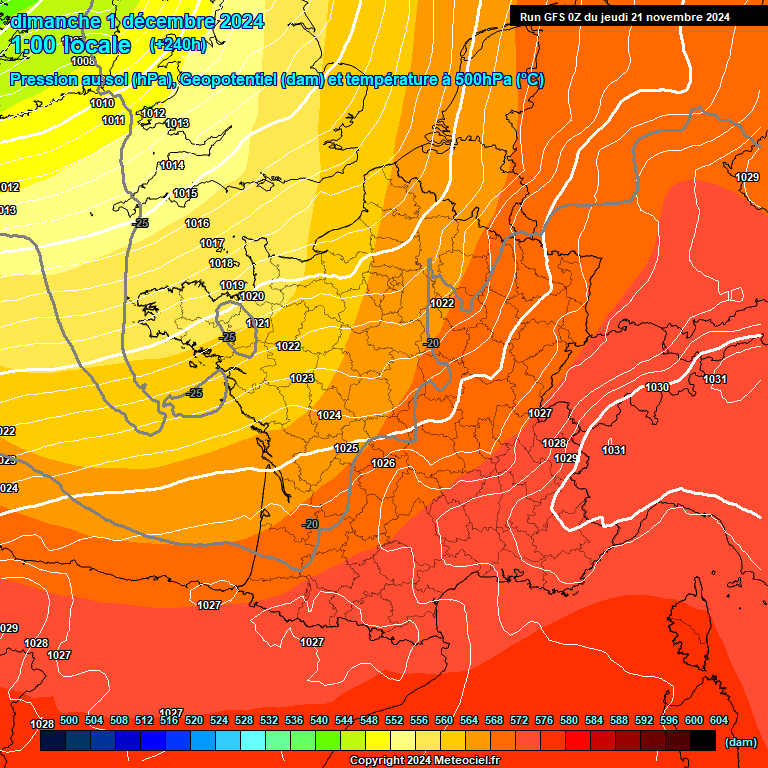 Modele GFS - Carte prvisions 