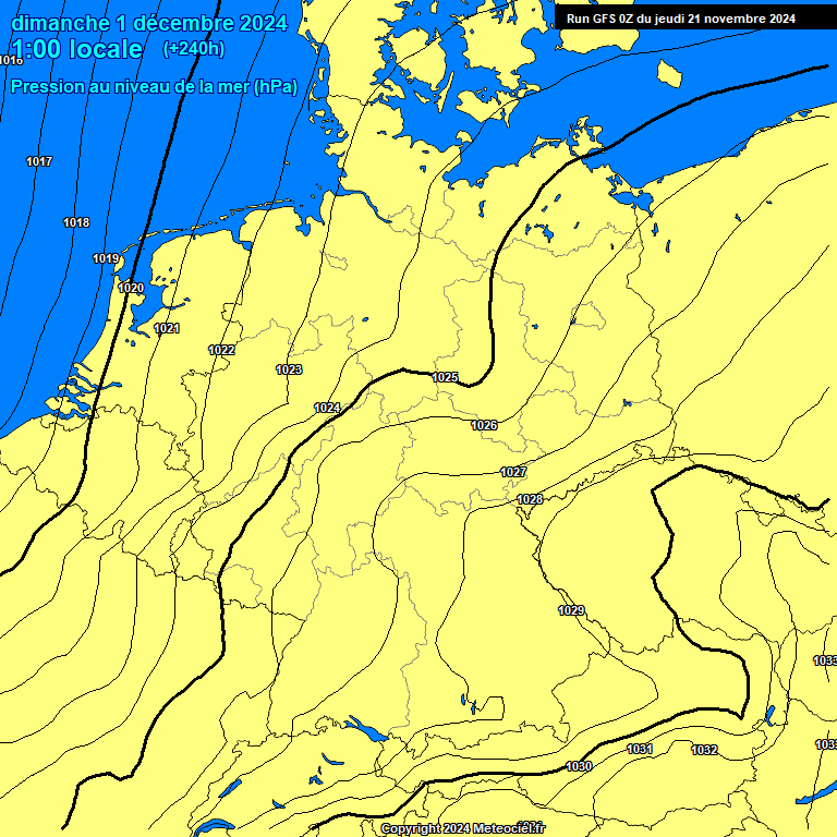 Modele GFS - Carte prvisions 